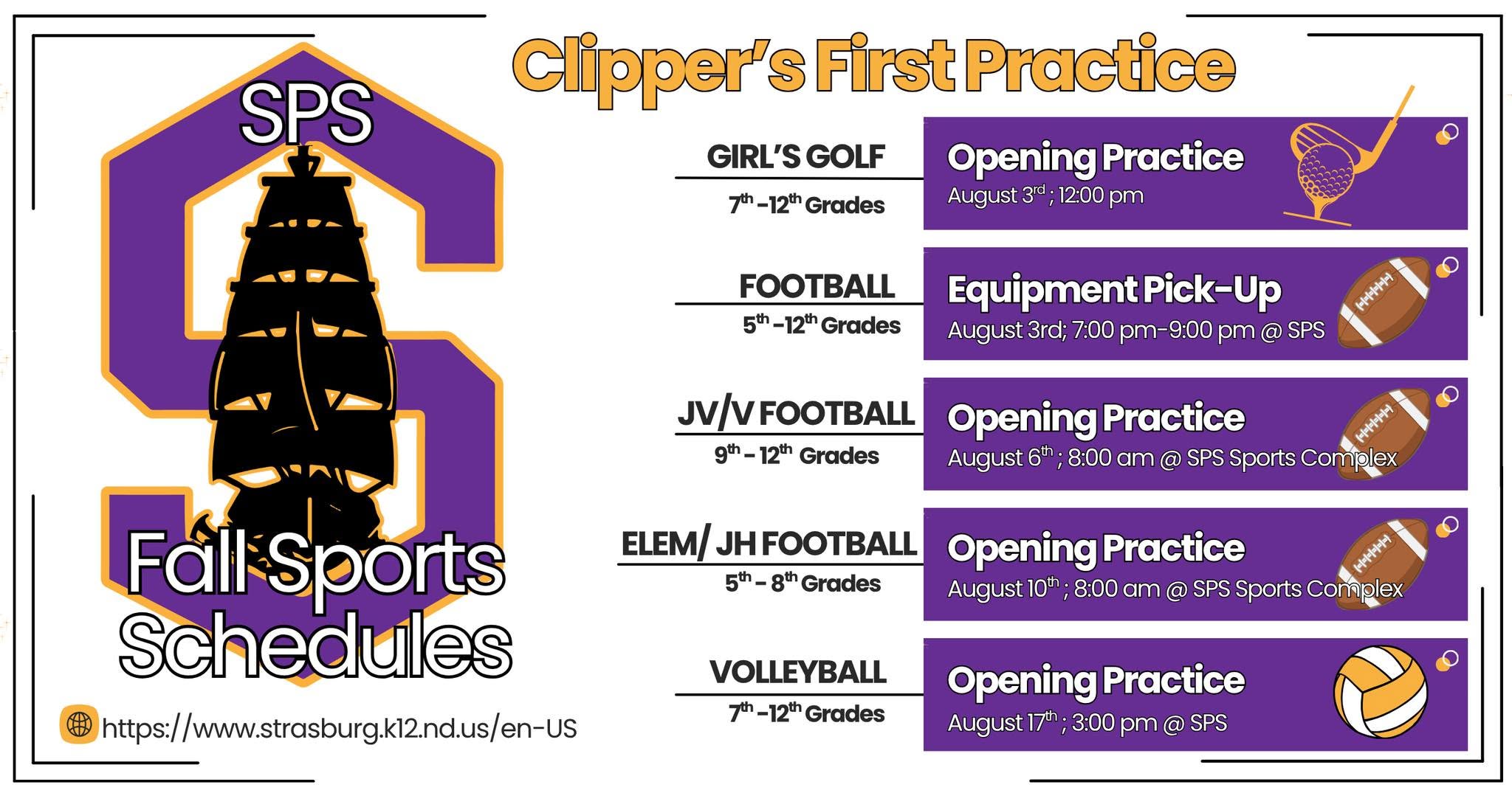 picture of fall sports dates for athletics